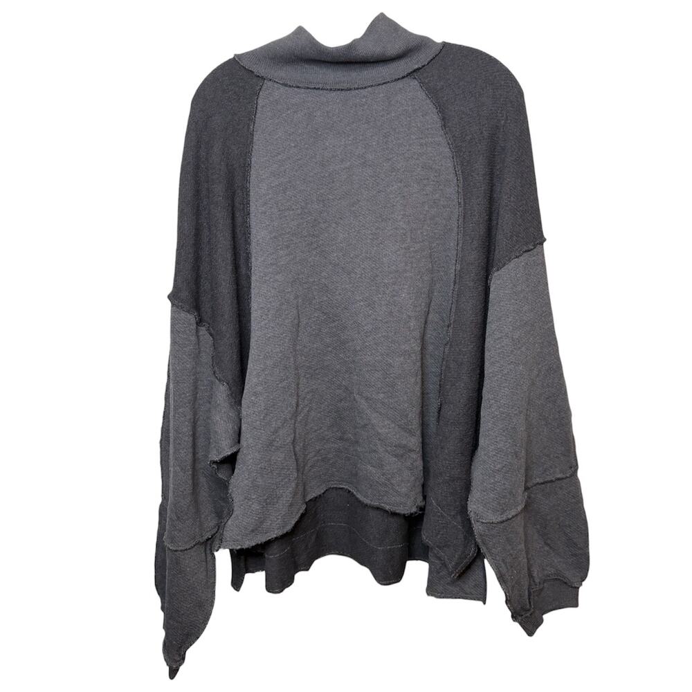 American Eagle Distressed Colorblock Raw Hem Oversized Sweatshirt Grunge Size XL